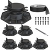 6-Pack Adjustable Deck Support Bases - Heavy Duty Waterproof Rust-Proof