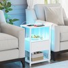 TUTOTAK LED End Table, Side Table with Charging Station, Nightstand