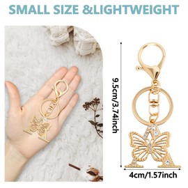 DAJISI Initial Keychain Butterfly Letter Keychain Letter Keychains for Women Gold Plated Crystal Key Chains Sparkling Rhinestone Letter Keychain for Women Backpack Car Key Chain Decoration