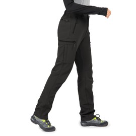 Wespornow - Pantalones de senderismo con forro polar para mujer, resistente al agua, para exteriores, con aislamiento suave, para invierno, color negro, talla XS