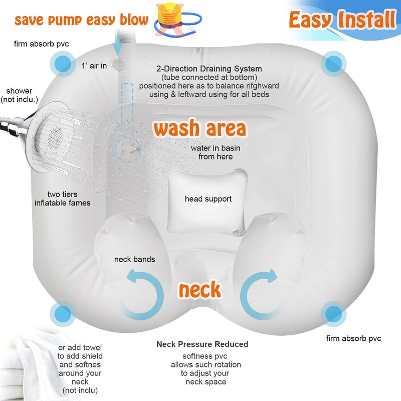Goping Large Size Inflatable Hair Washing Basin with Head Comfort