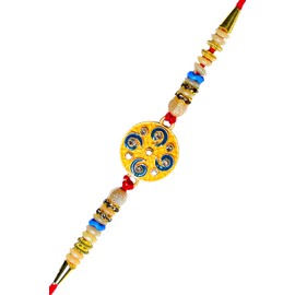 Rakhi for Brother | Rakshabandhan Rakhi for Bhaiya Bhabhi | Traditional Designer Rakhi for Bhabhi with Multicolor Beads | Festival Rakhi Thread | Traditional Rakhi for Brother and Bhabhi