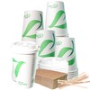 16 oz Compostable Paper Cups with White Dome Lids, Sleeves