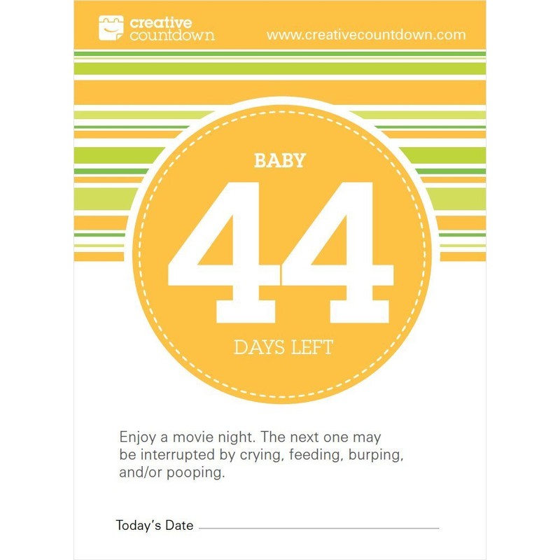 60 day Baby Due Date Count Down 5.75"x3.75" Orange Green