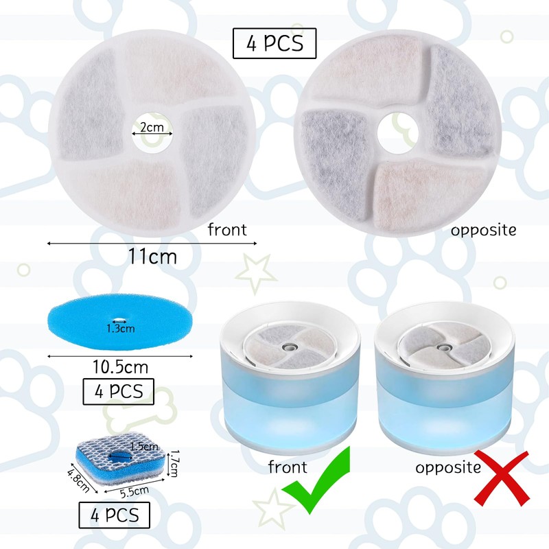 HTTYHT Cat Water Fountain Filter 4Pack Pet Fountain Filter Replacement