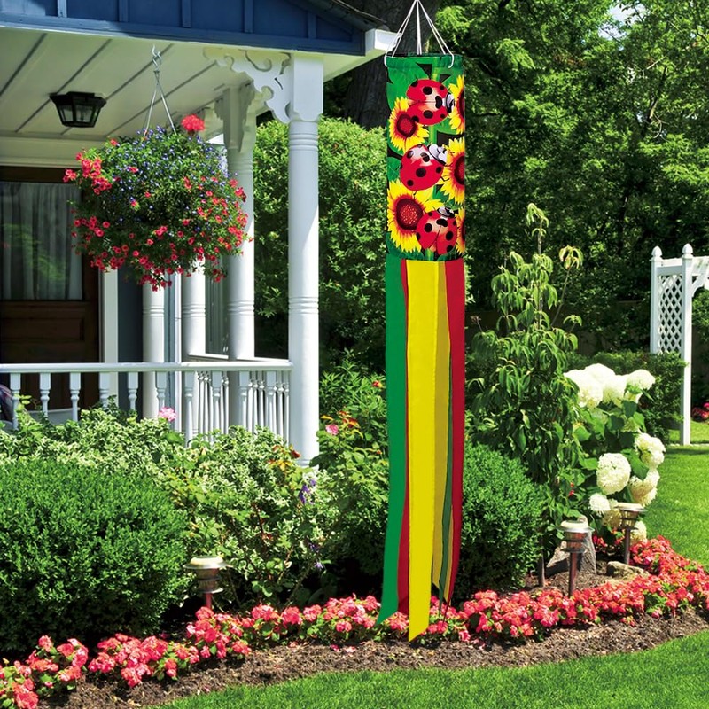 Dusnodu Ladybug Windsock Flag 40 Inch Durable Outdoor Hanging Decoration