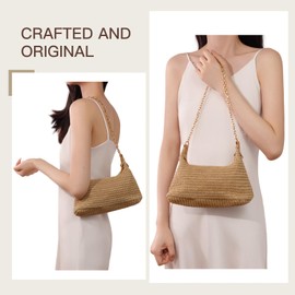 chelity Handwoven Straw Beach Bag for Women - Lightweight Summer Tote Shoulder Purse for Vacation & Travel (brown)