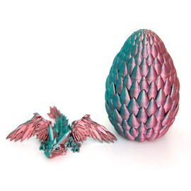 Generic 3D Printed Dragon Egg and Wings, Articulated Dragons Inside, Flying Animals Hatchimals Birthday Gift, Desk Ornament Toy, Steelblue
