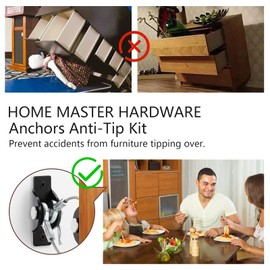 Furniture Anchors Anti-Tip Kit (4 Pack)- Furniture Straps for Baby Proofing, Secure 400 lbs Cabinet Prevent Falling Prevention Strap, Wall Anchor Prevent Child Pet Safety, HOME MASTER HARDWARE