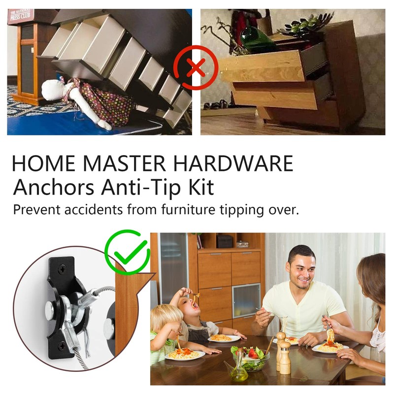Furniture Anchors Anti-Tip Kit (4 Pack)- Furniture Straps for Baby