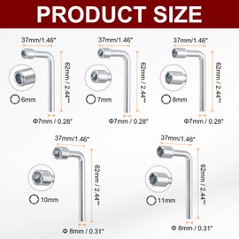 HARFINGTON l Shaped Angled Open Hex Socket Wrench Set 6/7/8/10/11mm Metric Carbon Steel Single Ended 6 Point Socket Spanner for General Repairing Pipeline Bicycle Car Repair