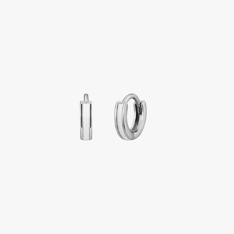 Gold&Deer 14K Goldfield Ermia Plain One-Touch Ring Earrings White Gold