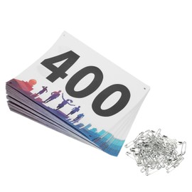 PATIKIL Tearproof Running Bib Numbers 7x6 Inch, 301-400 Waterproof Race Competitor Numbers with Safety Pin for Marathon Sports Game Competition Runner, Multicolor