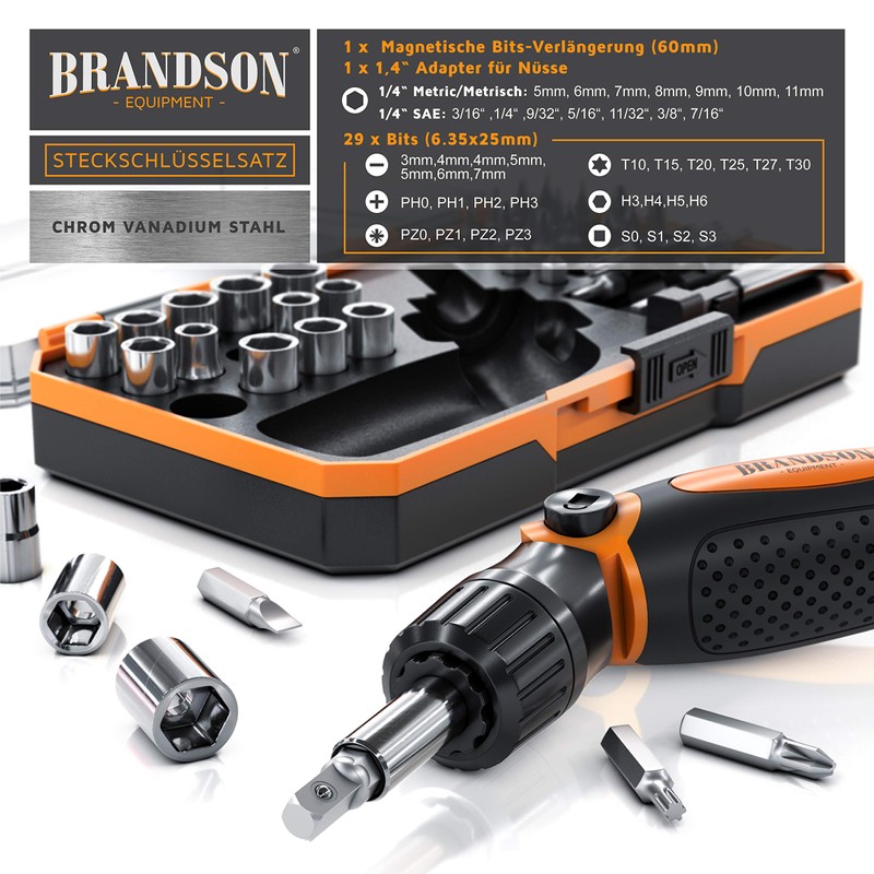 Brandson Screwdriver Set – 46 Piece Tool Box – Nuts