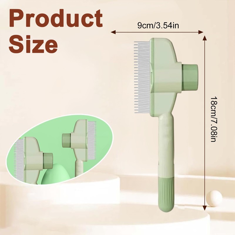 Pet Combs, Flea Comb for Dogs with One-Click Self-Cleaning Button,