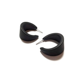 Black Matte Lucite Small Marilyn Hoop Earrings 1 Inch - MARS-BK-1