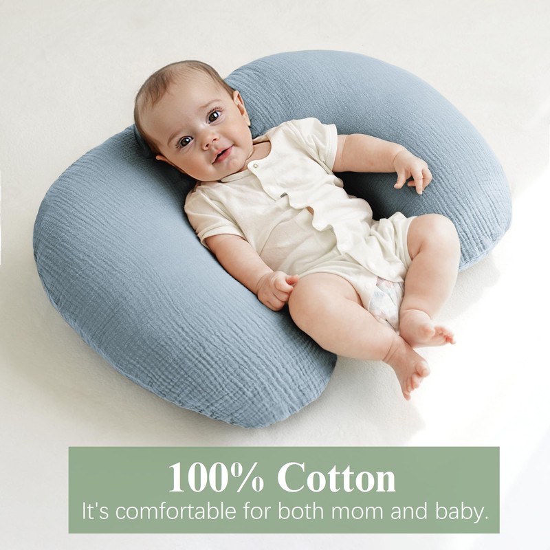 Coreeky Muslin Nursing Pillow Covers, 2 Pack, Soft & Adorable