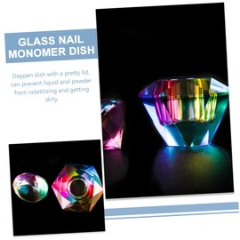 Mikinona Octagonal Glass Dappen Dish with Lid 2.55 Inch Nail Art Monomer Holder Acrylic Nail Tool for Manicure and Polish Use