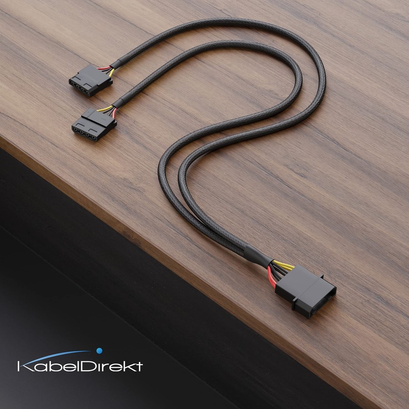 KabelDirekt – 30cm 4-pin Molex to 2x 4-pin Molex Y-cable
