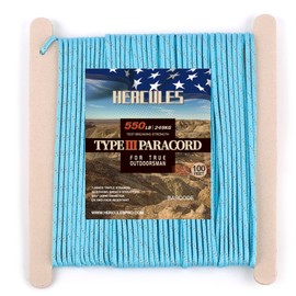 HERCULES Paracord Reflective Tarp Rope, Tent Rope, Guide Rope, Parachute Cord, Load Capacity 551.1 lbs (250 kg), 7 Cores, Reflective Blue, 66.8 ft (30 m)