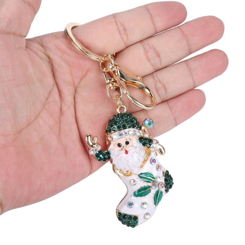 2Pcs Santa Keychain Pendant Cute Stylish Fahionable Decorative Hanging OrnamentsGreen