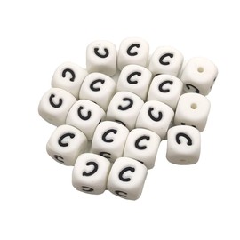 YNGMEANS - 30 abalorio de silicona con letras del alfabeto de 12 mm, cubeta de letras en inglés para llavero, bricolaje, joyería, pulseras, collares, accesorios
