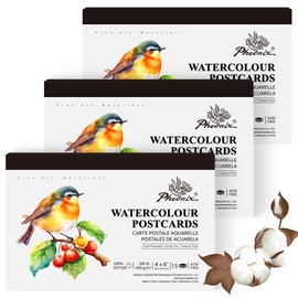 PHOENIX 100% Cotton Watercolor Paper Postcards, Cold Press Water Color Sketchbook, 45 Sheets - 4x6 Inches/3 Pack Blank Postcard, 140lb/300gsm Acid-Free Art Paper Pad for Mailing, DIY Card