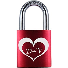 ♥ Love Goals Engraved Love Padlock with Engraving | Individual | Ideal Gift for Lovers & Couples | High-Quality Gift Packaging | Lock with 2 Schlüssln | Anodised | M024. Green, Blue, Red & Purple, red