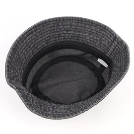 XRDSS Vintage Cotton Bucket Hat Washed Retro Outdoor Fishing Sun Hat (Black)