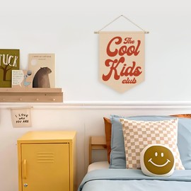ETVISO Playroom Wall Hanging Banner, Cool Kids Club Retro Pennant Flag, Boy Nursery Decor, Classroom Decor Baby Nursery Room Banner