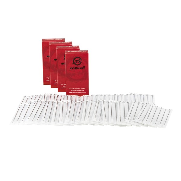 One Tattoo World 200pcs Assorted Tattoo Needles | 100 Round Liners, 100 Round Shaders, 25 Flat Magnums | RL, RS & M1