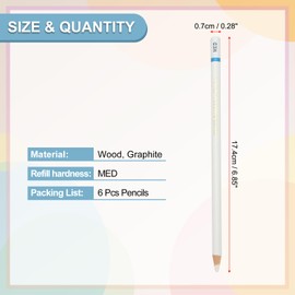 PATIKIL Med Drawing Pencils for Sketching, 6PCS Sketch Pencils for Drawing Art Pencils Graphite Wood Pre-sharpened for Drawing Sketching Artist, Round, White Refill, White/Blue Pole