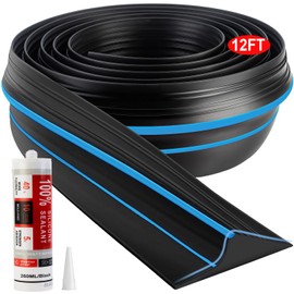 Jin&Bao Universal Garage Door Threshold Seal Strip 12FT Kit, Bottom Waterproof Rubber Weather Stripping Replacement（Blue, 1 Adhesive）
