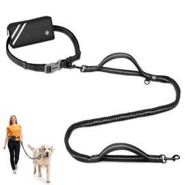 Jogging Lead Dogs, Hands-Free Running Lead for Dogs, Belly Strap, Dog Lead for Jogging, Running, Hiking, with Dual Handles, Reflective Seams
