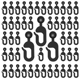 jbcgv 50Pcs Plastic Hooks for Gazebo Curtains, Plastic Black Track Hooks - Gazebo Curtain Hooks Smooth Gliding Rustproof Universal Fit for Outdoor Gazebo Canopy, Mosquito Netting& Home