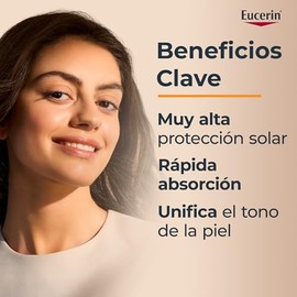 Eucerin Sun Face Hydro-Fluid FPS 50 + Tono Medio 50ml Protector Solar Facial con Color, textura ligera, suave y refrescante. Rápida absorción sin sens