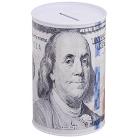 Home Bay Metal Money Piggy Bank with 100 Dollar Bill Wrapping
