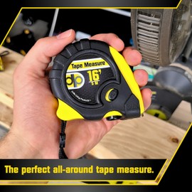 Tape Measure 16 Foot | Yellow | Premium-Quality Retractable Measuring Tape with Pause Buttons | Easy to Read Measurements in Standard & Metric - Centimeters & Inches | by Daily Living Products