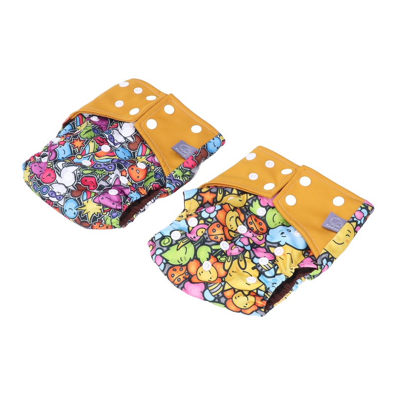 2pcs Cloth Diapers 6 Layer Structure Washable Reusable Elastic Waistband