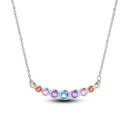 NARMO 925 Sterling Silver Necklace for Women Heart Pendant Necklace Moon Pendant Necklace Colourful Cubic Zirconia Pendant with Chain Necklace Various Delicate Necklaces for Women Girls, Sterling