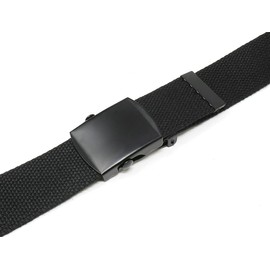 Mozeto Belt, Fabric Belt, 3.8 cm Wide Unisex Work Belt with Flip Top Black Buckle, Plain - Black #B