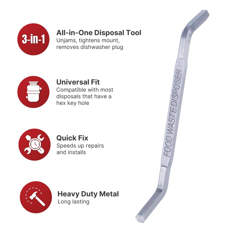 Mr. Scrappy Universal Garbage Disposal Unjamming Wrench Tool, Hex Wrench