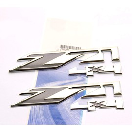 Yoaoo 2Pack Compatible with Silverado Sierra Tahoe Suburban Z71 4x4 Emblems OEM New 1500 2500 3500 Chrome Gray