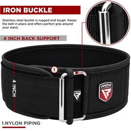 RDX 4 Inch Weight Lifting Belt, Auto-Lock Training Belt, Powerlifting Strength Training Bodybuilding Fitness Belt, Padded Weightlifting Gym Weight Lifting Belt, Men Women Deadlift Workout