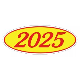 Unbranded Car Dealer Oval Model Year Stickers, 4 Digit Red/Yellow bundle 2010-2025