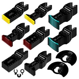 TOPOARC TOPOARC 60 PCS Oscillating Tool Blade Professional Curved Edge Multitool Blades Titanium Oscillating Saw Blades Quick Release Saw Blades Kits Compatible with Dewalt Milwaukee Rockwell Fein Makita