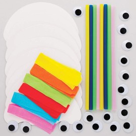 Baker Ross FE235 Jellyfish Puppet Kits - Pack of 8, Colourful Craft for Kids Build Your Own Rainbow Wands,White