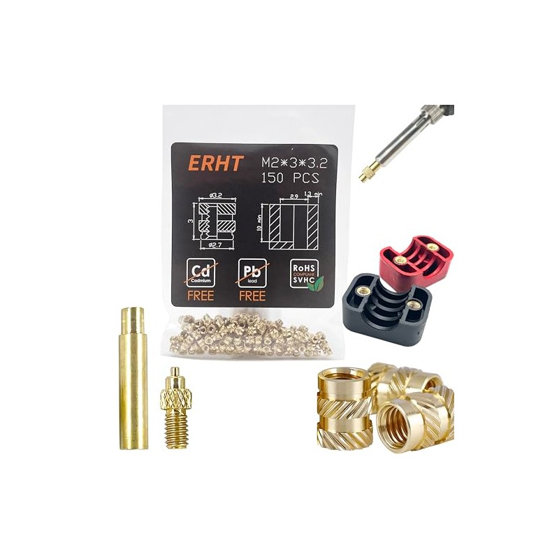 ERHT 3D Printing Brass Nuts Threaded Inserts M2 M2.5 M3