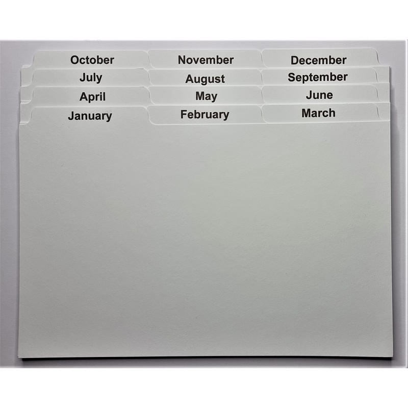 January-December Monthly Jan-Dec Index Cards 8x5 6x4 5x3 January to