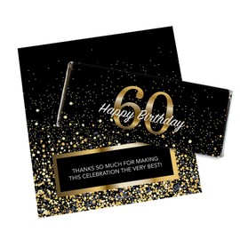 24ct 60th Birthday Party Favors Custom Wrappers for Chocolate Bars (24 Count) - Candy Not Included